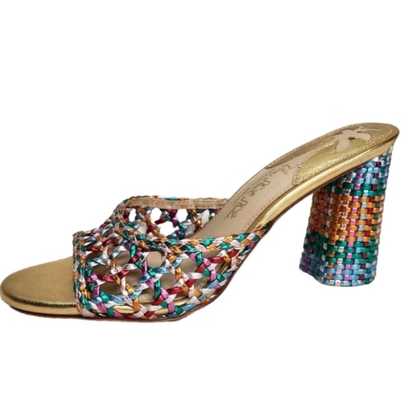 Antonio Melani x The Nat Note Heels Multicolored Sandals All Leather Size 6M NEW - Picture 2 of 16